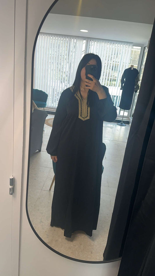 ROBE LONGUE ABAYA BEIGE LILA