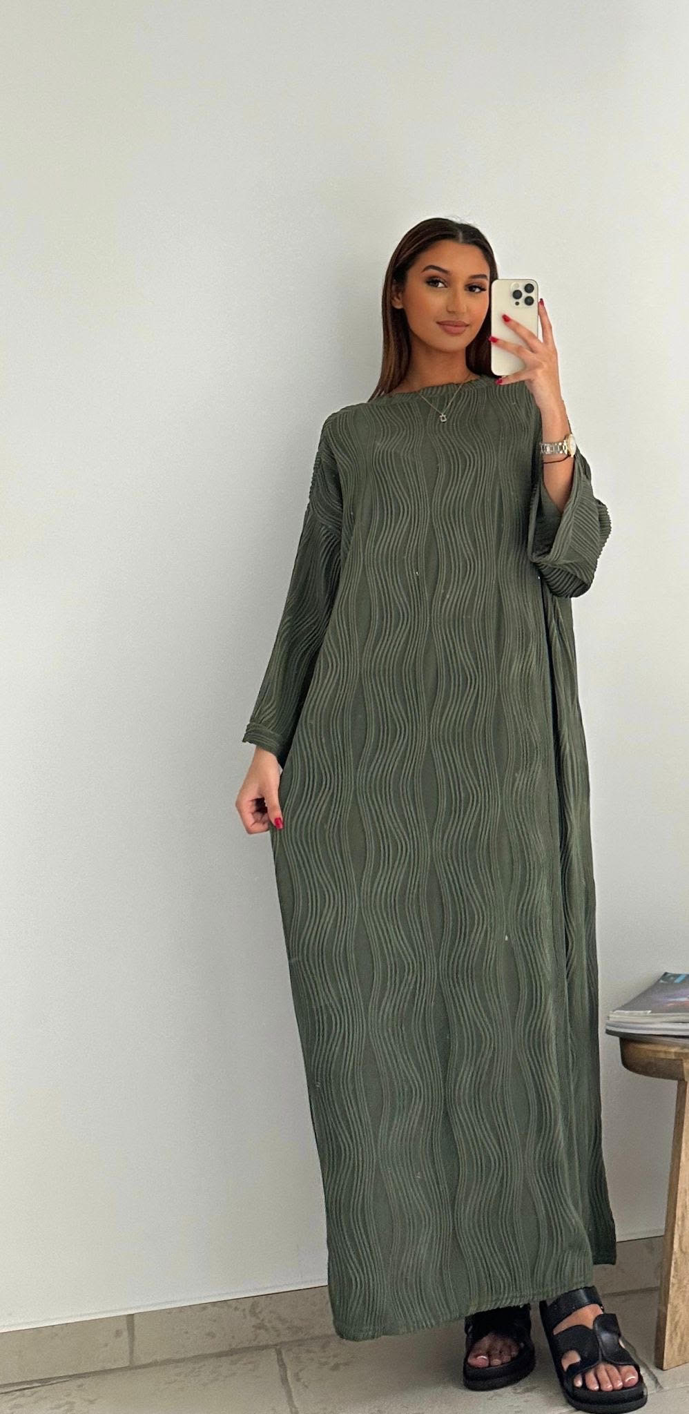 Robe longue vert kaki